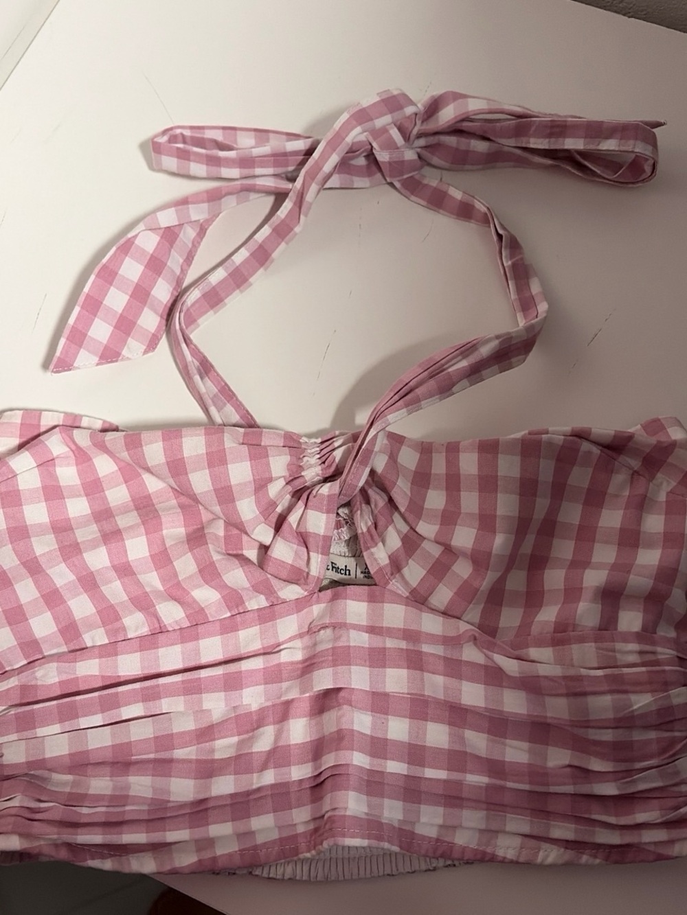 Abercrombie & Fitch Pink Gingham Halter Bandeau